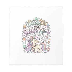 Bloc-note Coquilles de licorne et cornes scintillantes Vecte