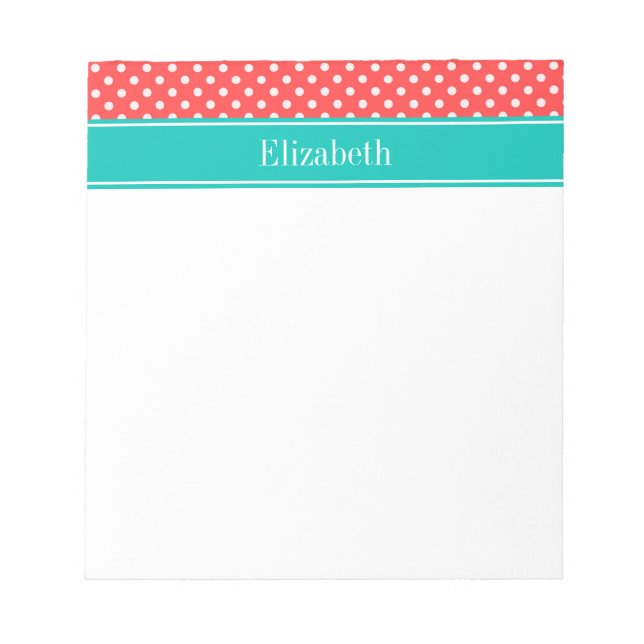 Bloc-note Coral Red, White Polka Dots (Devant)