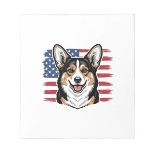 Bloc-note Corgi patriotique drapeau américain design vectori