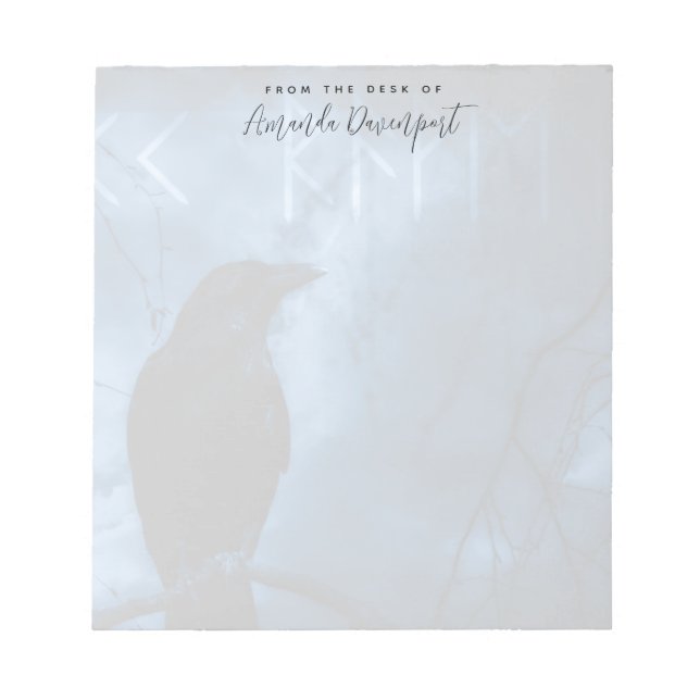 Bloc-note Corneille noire avec runes style gothique foncé (Devant)