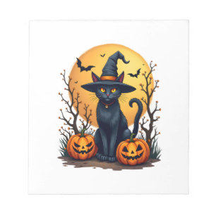Bloc-note Costume Halloween effrayant rétro Chat noir Salem