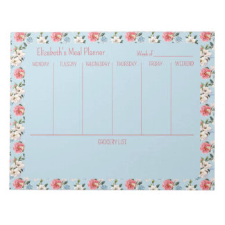 Bloc-note Cottage Garden Flowers Menu Personnalisé Planifica