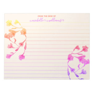 Bloc-note Couleurs chaudes Fleurs aquarelles