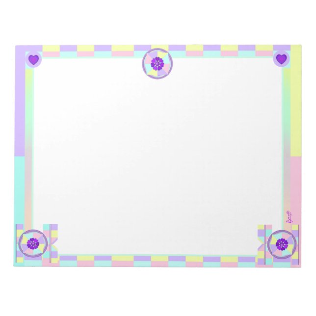 Bloc-note Couleurs pastel & coeurs violets battre (Devant)