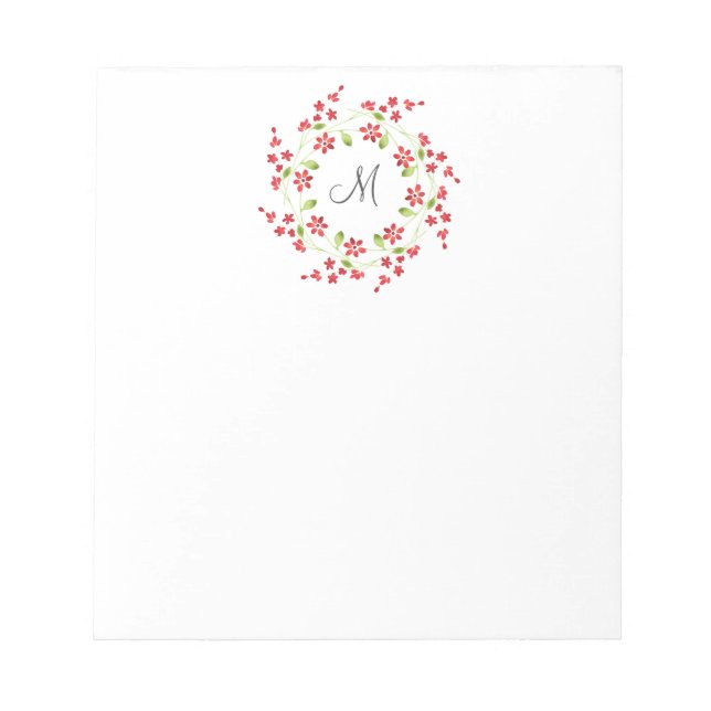 Bloc-note Courbe de fleurs d'aquarelle rouge (Devant)