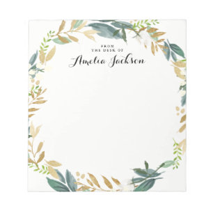 Bloc-note Courbe dorée fleurie Papier Notepad personnalisé