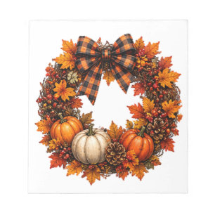 Bloc-note Couronne de récolte de citrouille d'automne Hallow