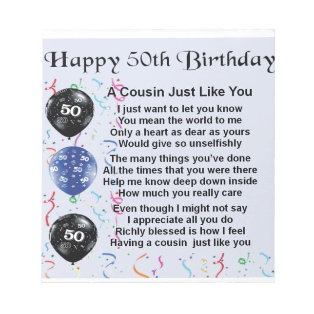 Bloc-note Cousin Poem 50e anniversaire (Devant)
