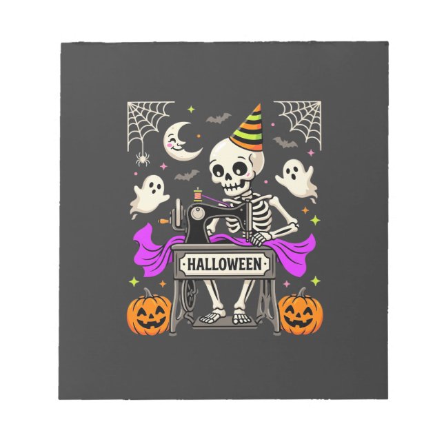 Bloc-note Couture de squelette d'Halloween Citrouille fantôm (Devant)