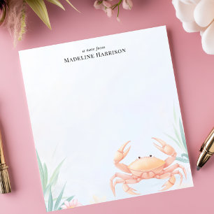 Bloc-note Crabe Rose Mignon Personnalisé Thème Marin