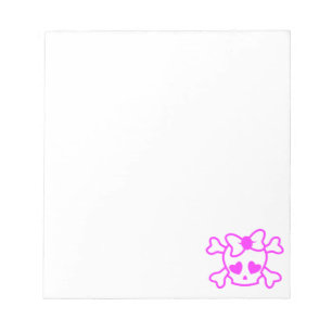Bloc-note Crâne émo girly rose avec arc
