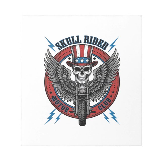 Bloc-note Crâne Patriotique Moto Aigle Vintage (Devant)