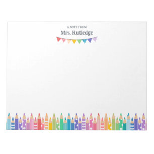 Bloc-note Crayons de couleur amusants Note de l'enseignant d