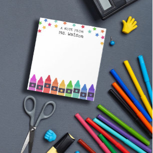 Bloc-note Crayons & Étoiles Note Colorée de l'Enseignant de 