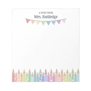 Bloc-note Crayons Pastel Coloré Note De L'Enseignant