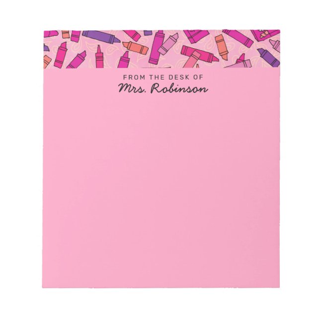 Bloc-note Crayons rose mignonne Professeur du bureau de (Devant)