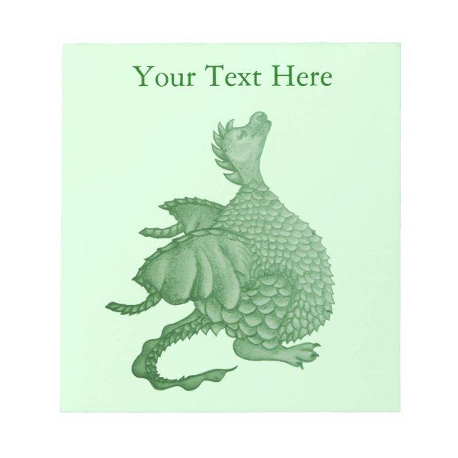 Bloc-note créature imaginaire mythique dragon vert mignon (Devant)