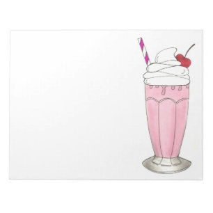Bloc-note Crème de glace aux fraises roses Shake Milkshake D