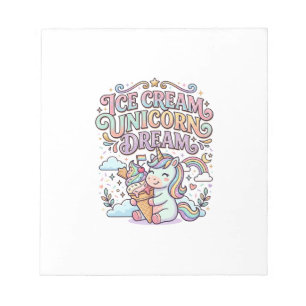 Bloc-note Crème Glacée Licorne Rêve de Licorne Typographie D