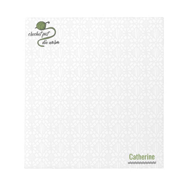 Bloc-note Crochet Vert Olive Fast, Die Chaud (Devant)