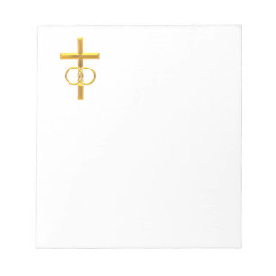 Bloc-note Croix 3-D d'or avec anneaux Mariages