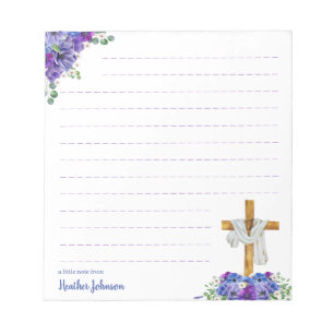 Bloc-note Croix de Pâques chrétienne à l'aquarelle personnal