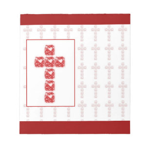Bloc-note Croix Des Coeurs Sur Rouge