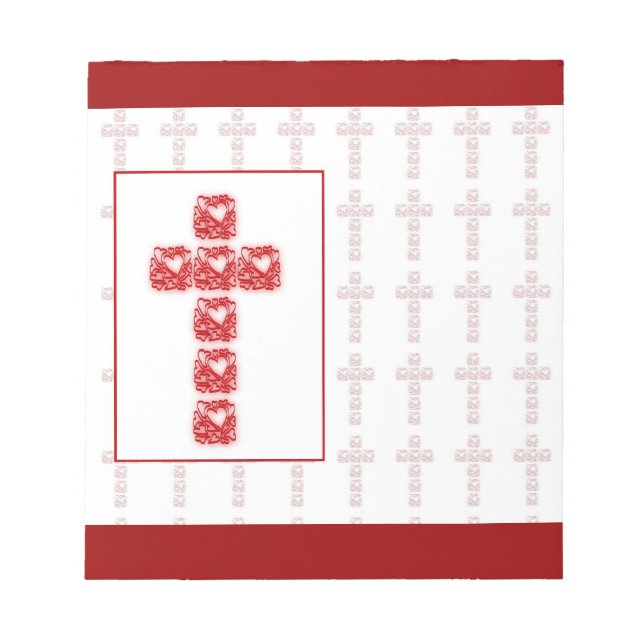 Bloc-note Croix Des Coeurs Sur Rouge (Devant)