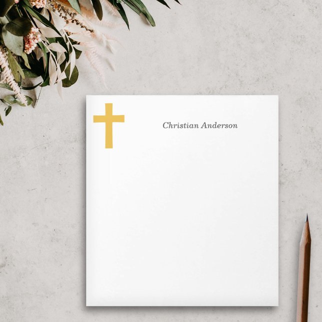 Bloc-note Croix d'or simple (Simple Gold Cross Notepad)