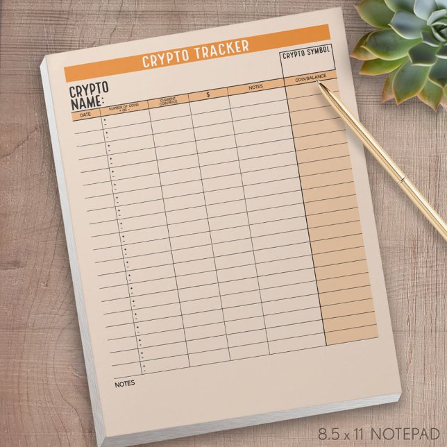 Bloc-note Crypto Asset Tracker avec solde de pièce, transfer (crypto tracker)