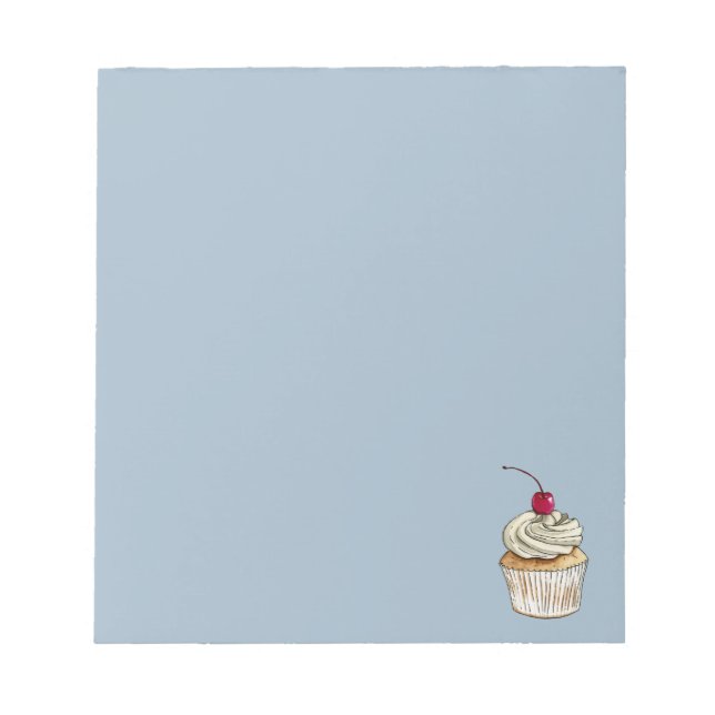 Bloc-note Cupcake à l'aquarelle avec crème et cerise (Devant)