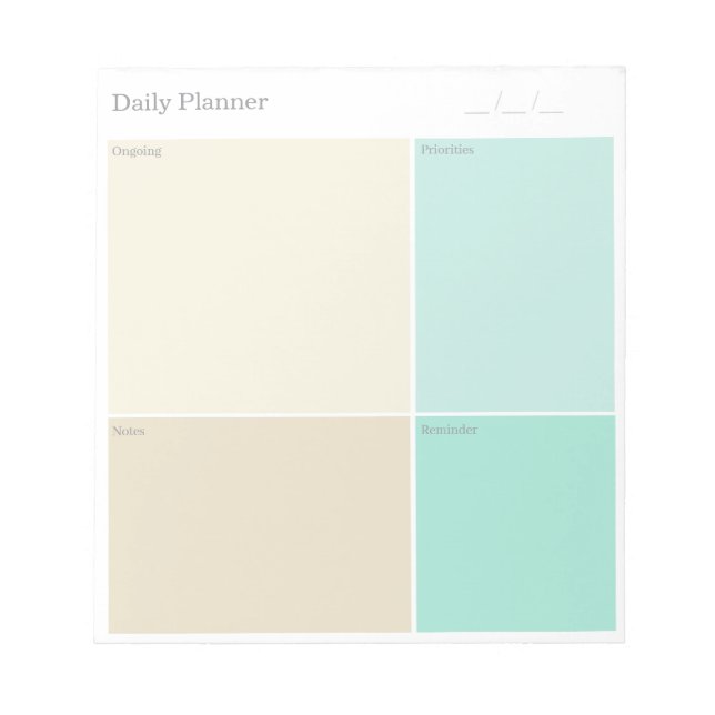 Bloc-note Custom Clean Minimalist Beige Grey Aqua Blue Daily (Devant)