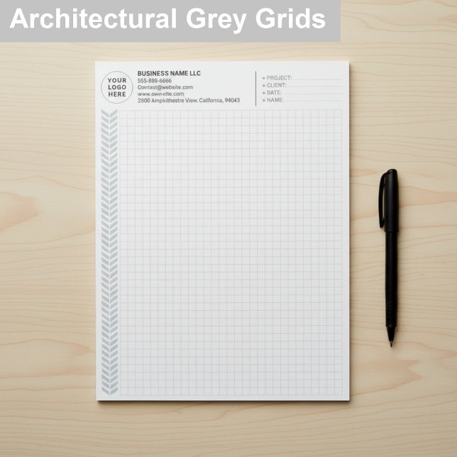Bloc-note Custom Engineering Graph Pad with Logo, Gray Grids (Personalised Graph Grid Paper Pads)