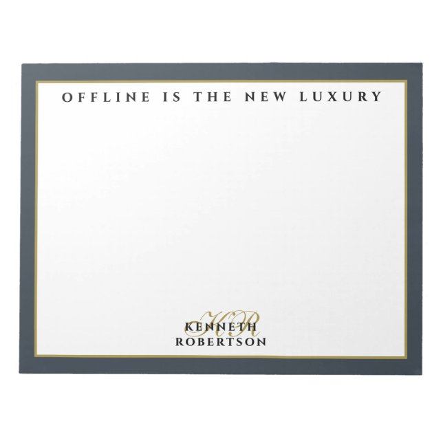 Bloc-note Custom Funny Inspirational Navy White Gold Men  (Devant)