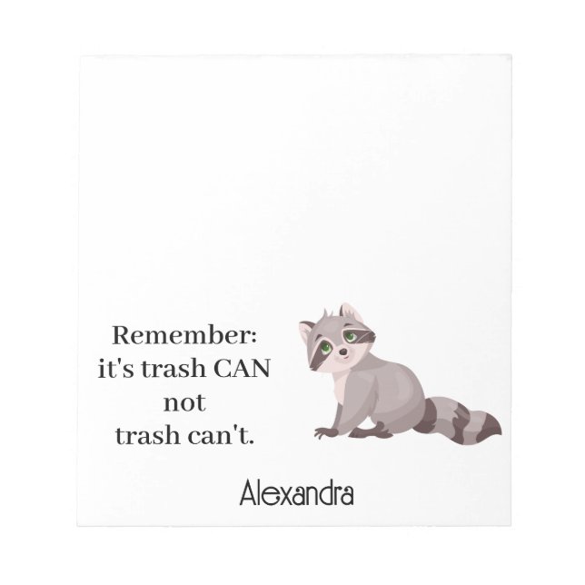 Bloc-note Custom Funny Racoon Animal Memopad Novelty Office (Devant)