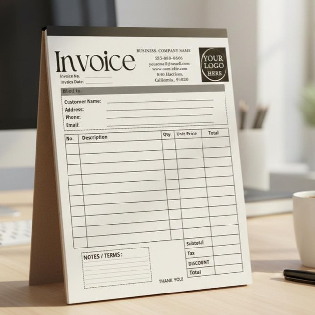 Bloc-note Custom Logo Small Business Invoice Sales Receipt O (Créateur téléchargé)
