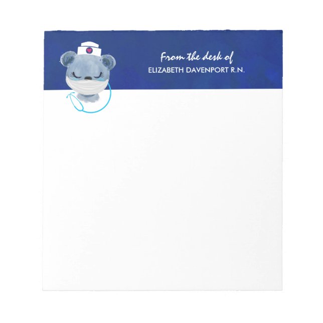 Bloc-note Cute Bear Nurse portant un masque protecteur (Devant)