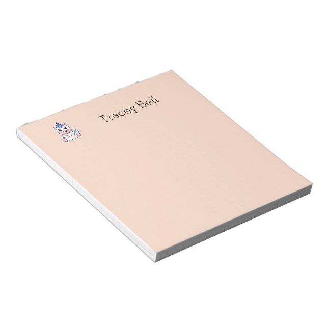 Bloc-note Cute blanc licorne rose (Incliné)