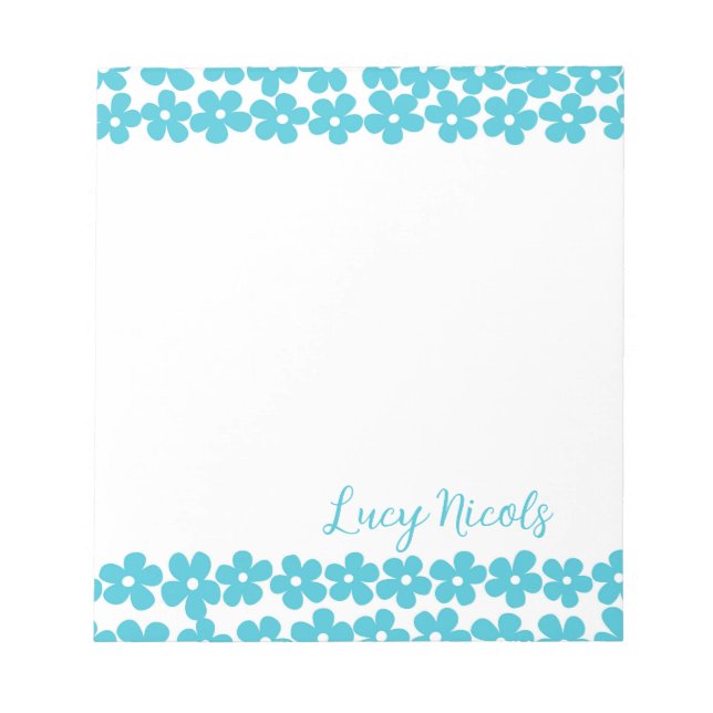 Bloc-note Cute Blue Minimalist Daisy Motif Floral Nom (Devant)