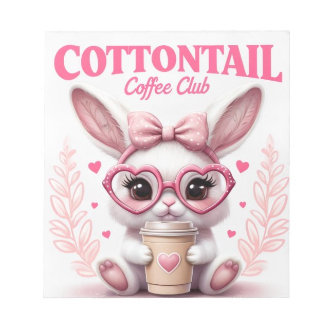 Bloc-note Cute Bunny Coffee Club Notepad Adorable Daily Note (Devant)