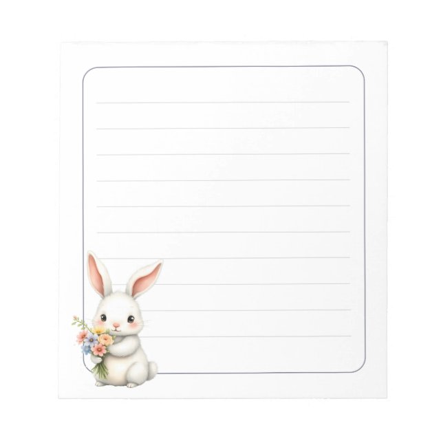 Bloc-note Cute Bunny Rabbit Spring Stationery Gift Lined (Devant)