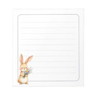 Bloc-note Cute Bunny Rabbit with Flowers Lined 5.5 x 6
