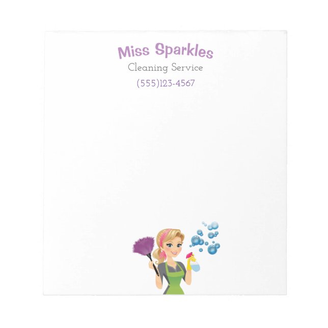Bloc-note Cute Cartoon Maid House Services de nettoyage de m (Devant)