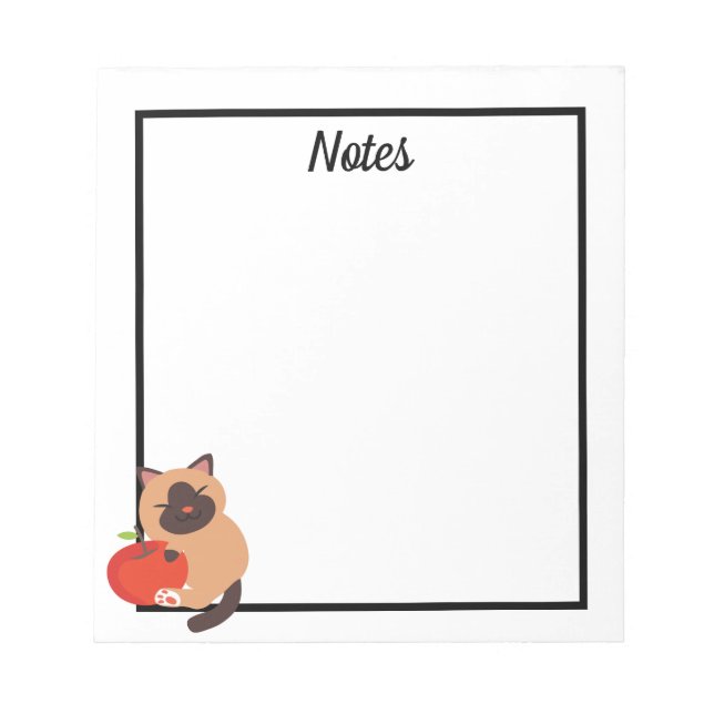 Bloc-note Cute chat siamois avec pomme (Devant)