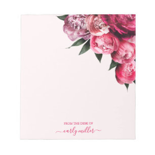 Bloc-note Cute Chic Peony Rose Gras Élégant Floral