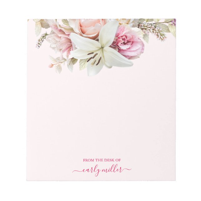 Bloc-note Cute Chic Rose Bold Élégant Floral (Devant)