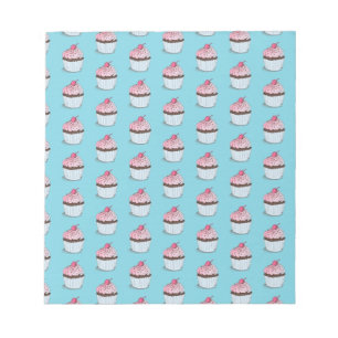 Bloc-note Cute Cupcakes sur Arrière - plan bleu