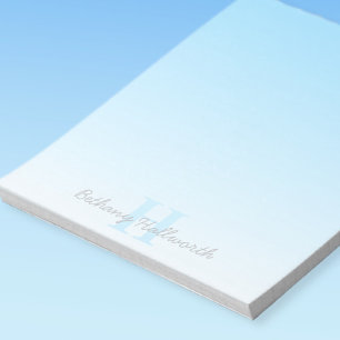 Bloc-note Cute Customizable Blue Monogram & Your Name Script