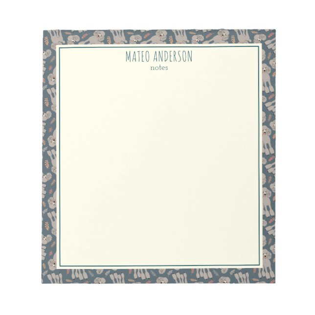 Bloc-note Cute Dogs with Plants Personalized Name Green (Devant)