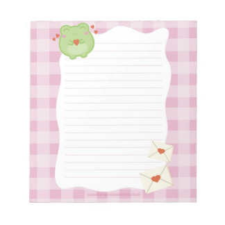 Bloc-note Cute frog pink love notepad, valentine note paper